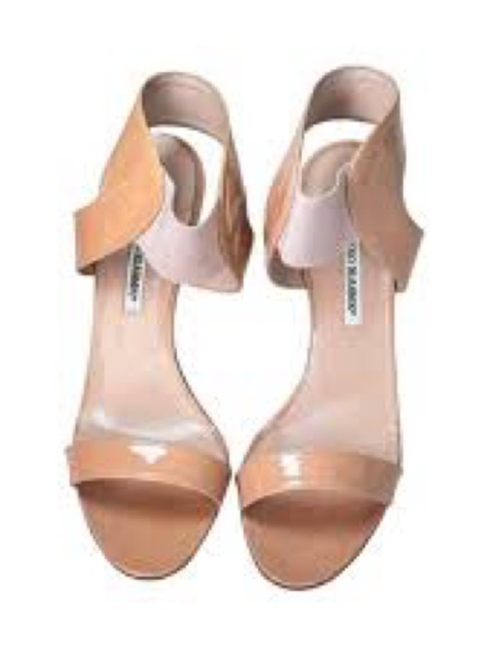 Manolo Blahnik patent leather strappy heel sandals with elastic band Sz 36.5